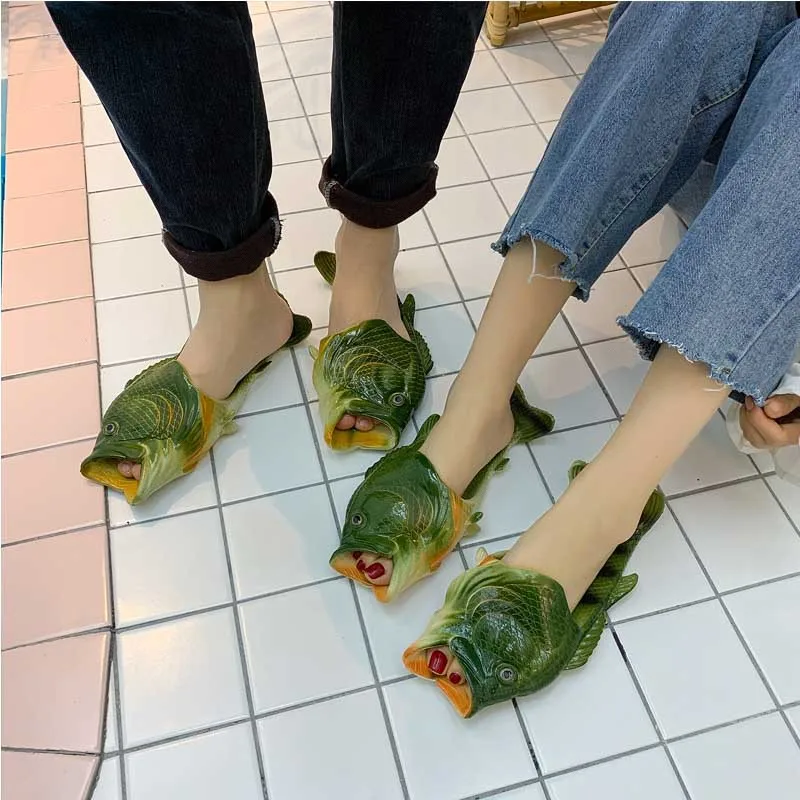 Top Trends: 2022 Funny Slippers Women Couple Footwear Family Shoes Parent-child Sandals Plus Size 24-47 Summer Beach Shoes Fish Slippers Shoppable Styles