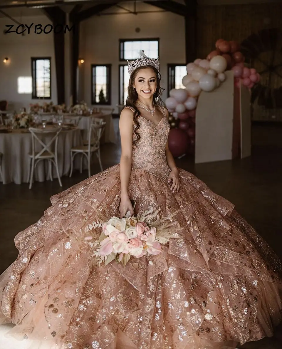 Top Trends: 2023 Rose Pink Quinceanera Dresses Sequin Beading Elegent Ball Gown Off The Shoulder Tulle Sweet Princess Vestidos De 15 Girls Shoppable Styles