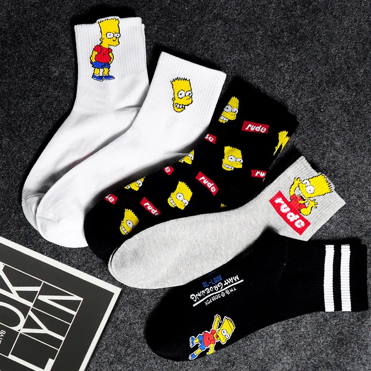 Top Trends: 1 Pair New Arrival Cartoon Simpsons Women Socks Fashion Harajuku Funny Men Socks Middle Tube Cute Autumn Winter Novelty Socks Shoppable Styles