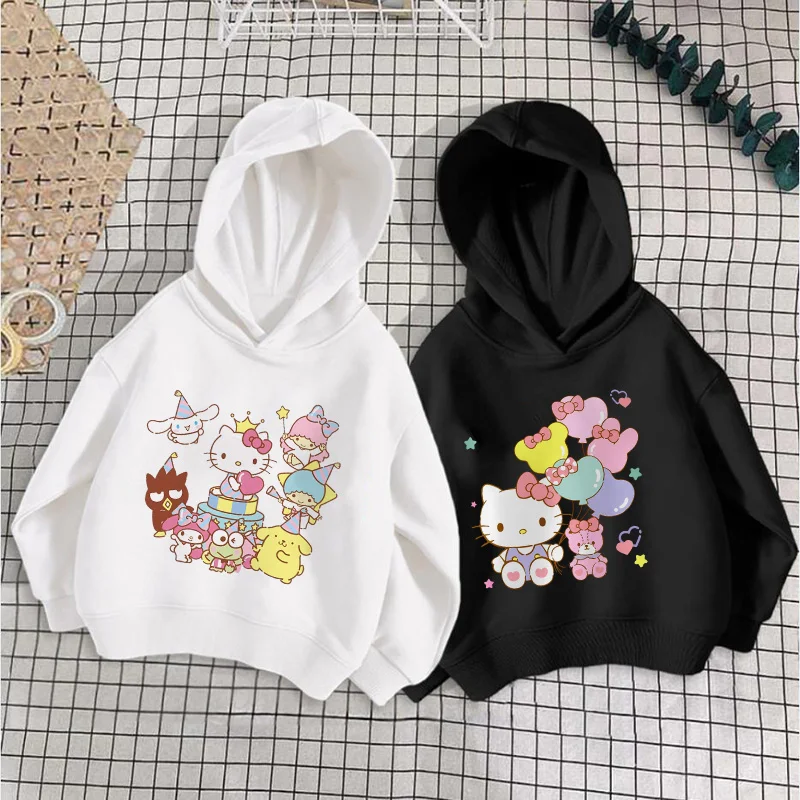 Top Trends: Hello Kitty Children's Hoodies Sweatshirt Kawaii Sanrio Pullover Fashion Anime Cartoons Casual Clothes Girls Boy Kids Warm Tops Shoppable Styles