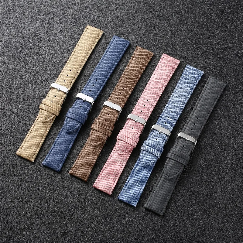 Top Trends: Denim Leather Strap 10mm 12mm 14mm 16mm 18mm 20mm 22m Denim Canvas Watch Band Accessories Belt For Cowboy Wristband Shoppable Styles