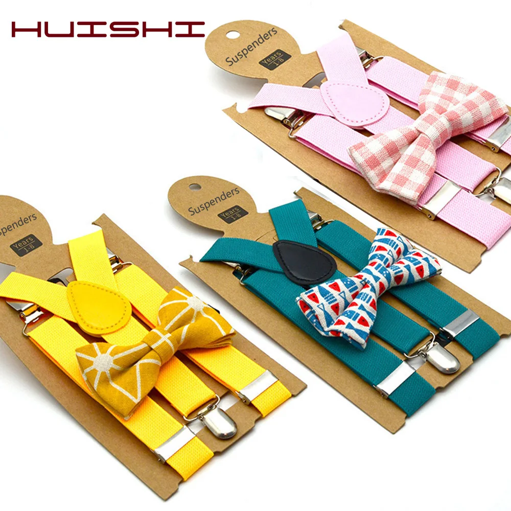 Top Trends: Kids British Style Suspenders And Bow Tie Set Boys Braces Bowties Girls Tirantes Popular Three Clip Suspenders Elasticity Shoppable Styles