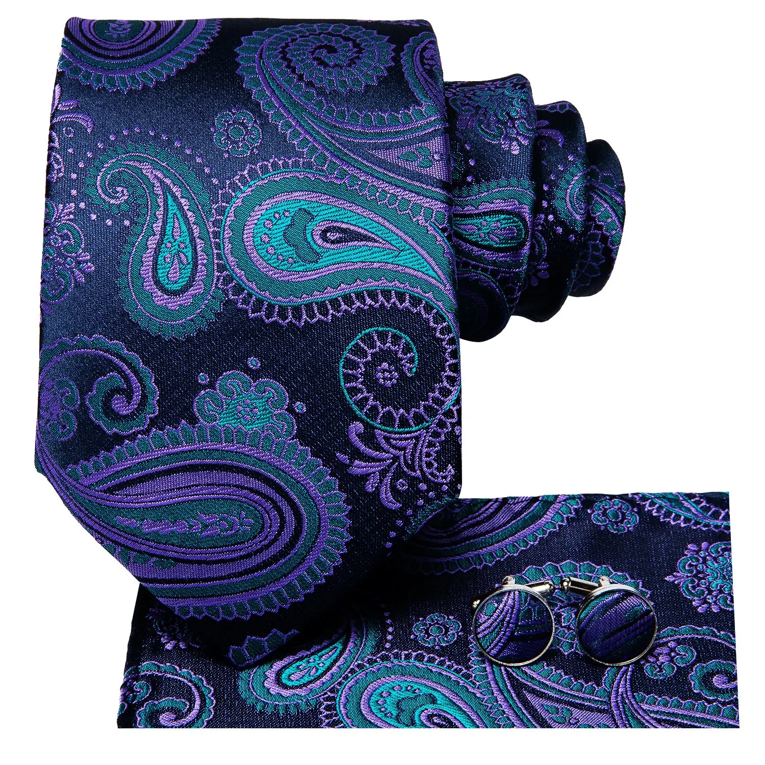 Top Trends: Elegant Mens Ties Gentlemen Hi-Tie 2023 New Navy Blue Paisley Design Luxury Brand Ties For Men Business Necktie Handky Cufflinks Shoppable Styles - Image 6