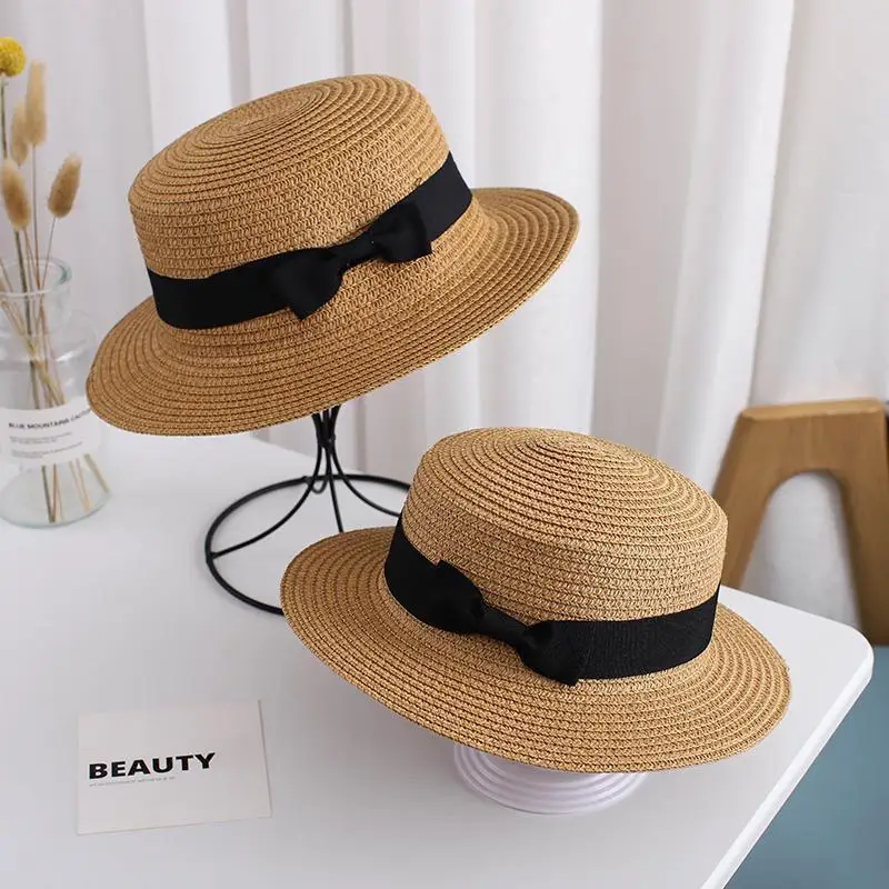 Top Trends: New Summer Parent-Child Bucket Cap Women Sun Visor Bowknot Straw Hat Girls Outdoor Beach Travel Sunshade Wide Cap Shoppable Styles