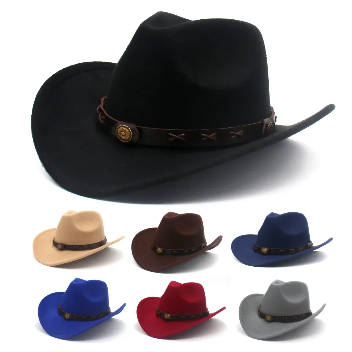 Top Trends: Western Retro Belt Cowboy Hat Grassland Travel Cowgirl Country Hat Classic Jazz Women Felt Hats Vintage Wild Knight Hats For Men Shoppable Styles