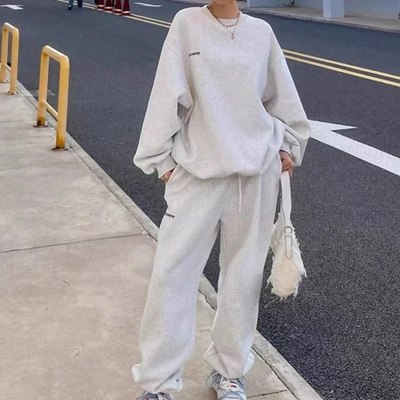 Top Trends: Preppy Style Women 2 Piece Sets Tracksuit Loose Long Sleeve Top Spring Autumn New Harajuku Fashion Oversized Casual Pant Suit Shoppable Styles