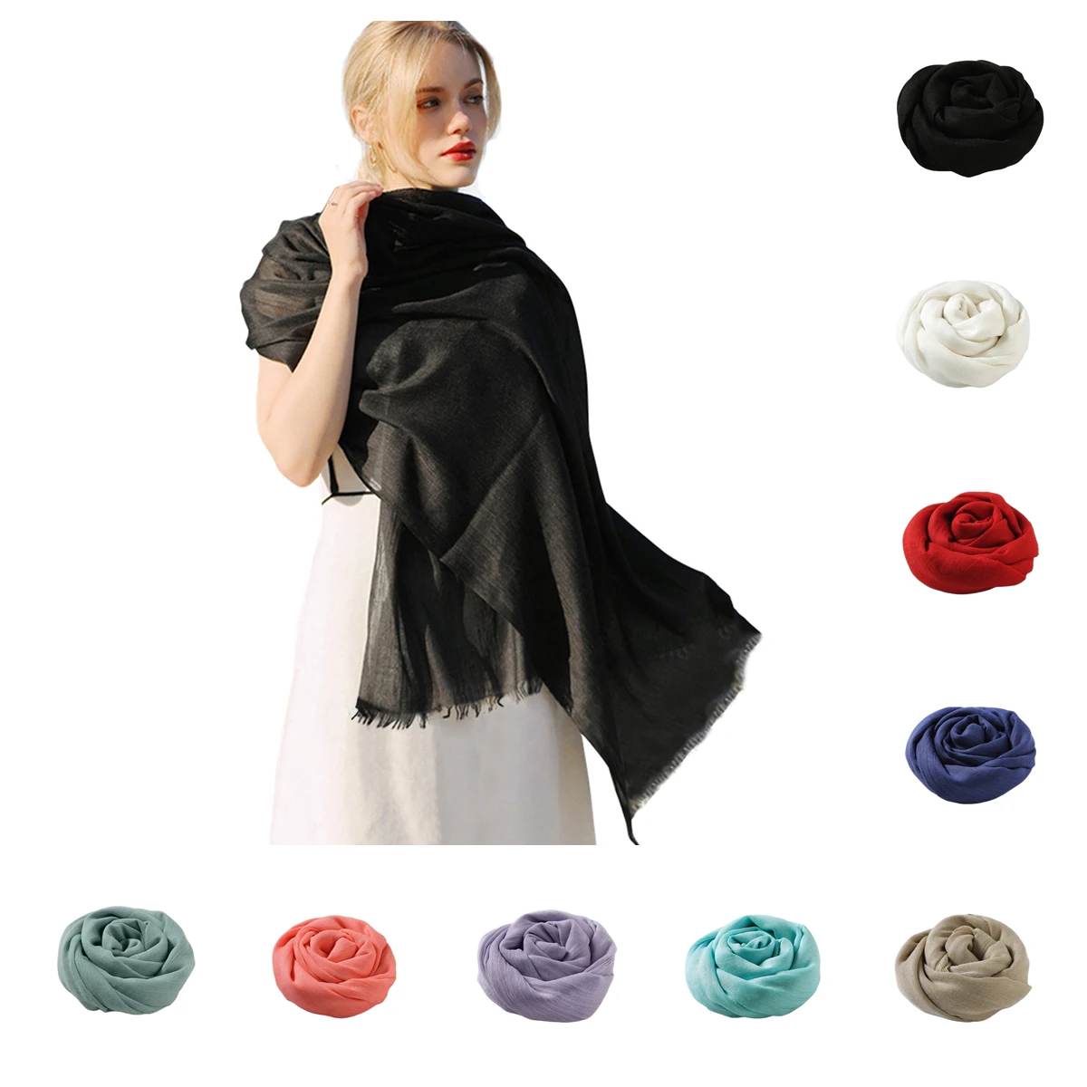 Top Trends: Women Spring Autumn Scarf Lady Cotton Linen Shawl Solid Color Headscarf Sun Protection Wrap Summer Beach Towel Winter Muffler Shoppable Styles