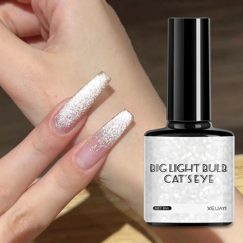 Top Trends: Reflective Glitter Gel Silver Sequins Gel Nail Polish Soak Off UV Airbrush Paint Semi-Permanent Nail Art Decoration Cat Eye Gel Shoppable Styles