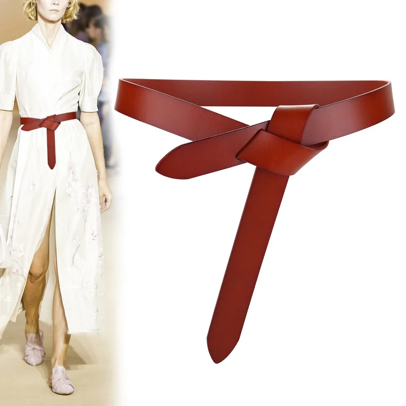 Top Trends: New Design Knot Cowskin Women's Belts Soft Real Leather Knotted Strap Belt Dress Accessories Lady Waistbands Long Women Belt Shoppable Styles