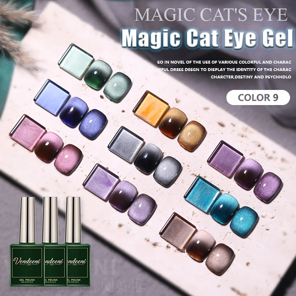 Top Trends: Vendeeni 9 Colors Cat Eye Gel Nail Polish Magnetic UV LED Soak Off Gel Lacquer Semi Permanent Crystal Cat&#039;s Eye Gel Varnish 15ml Shoppable Styles