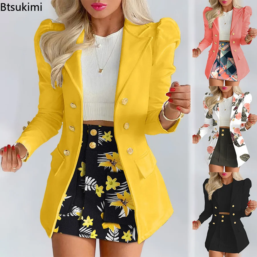 Top Trends: New Women Printed Single Breasted Jacket And Mini Skirt Set Ladies Long Sleeve Skirt Suit 2-piece Office Women Dress Skirt Set Shoppable Styles