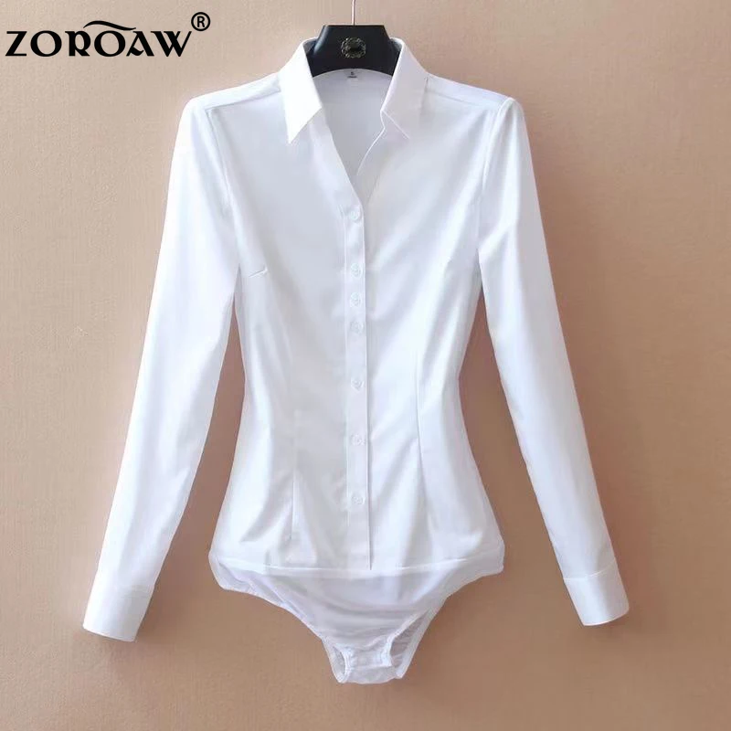 Top Trends: Elegant Female Shirts Office Lady Bodysuit White Women Blouses Long Sleeve Bodysuits Spring Summer Fashion Women Tops Jumpsuit Shoppable Styles