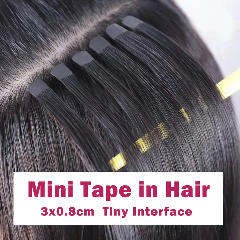 Top Trends: Mini Tape In Human Hair Extensions Double Side Invisible Seamless Tape In Hair 10pcs / set Natural Straight Black Brown Blonde Shoppable Styles