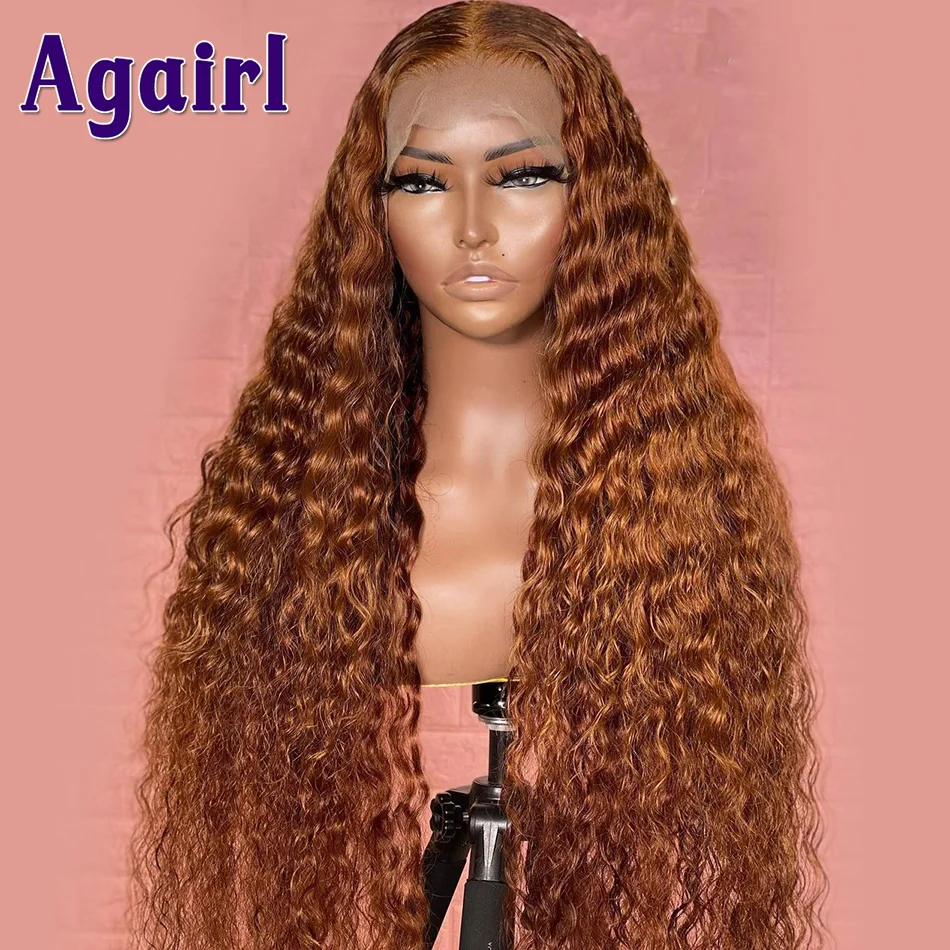 Top Trends: 32 Inch 200% Density Ginger Brown Water Wave Lace Frontal Wig Copper Brown Brazilian Virgin 13x4 13X6 Lace Front Human Hair Wigs Shoppable Styles - Image 4