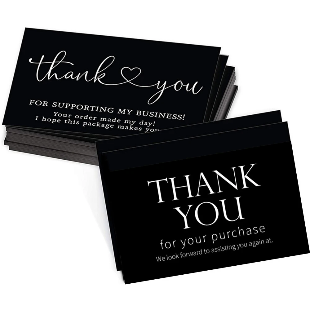 Top Trends: 9.0x5.4cm Pink Black Foil Stamp Greeting Label Custom Thank You Cards For Small Bussiness Gift Box Decoration Packaging Supplies Shoppable Styles