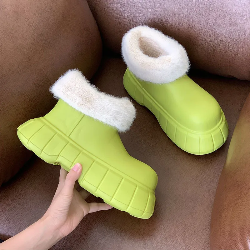 Top Trends: Bebealy New Winter Plush Boots Women New Fashion Waterproof Furry Cotton Shoes Outdoor Cozy Fuzzy Shoes Thick Sole Cotton Slides Shoppable Styles - Image 2