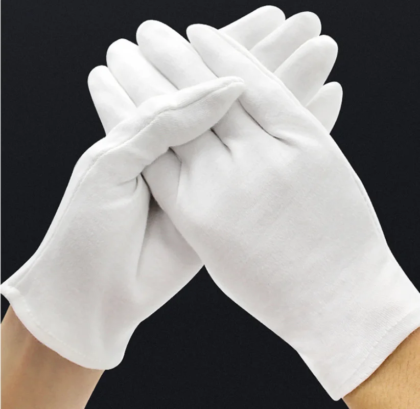 Top Trends: 1 Pair White New Full Finger Men Women Etiquette White Cotton Gloves Waiters / Drivers / Jewelry / Workers Mittens Sweat Gloves Shoppable Styles