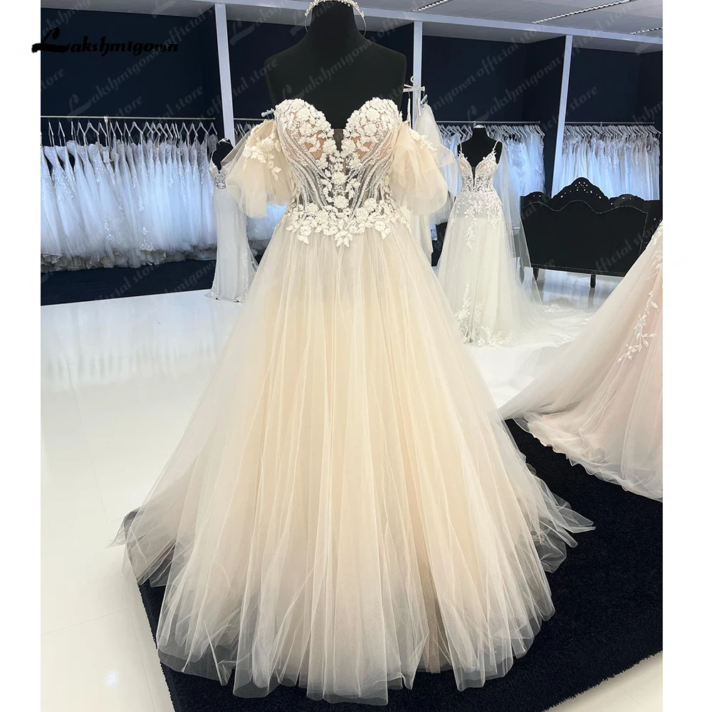 Top Trends: Lakshmigown Lace Floral Tulle Wedding Dress For Women 2024 Off The Shoulder Vintage Wedding Gowns Vestido Novia Sencillo Shoppable Styles