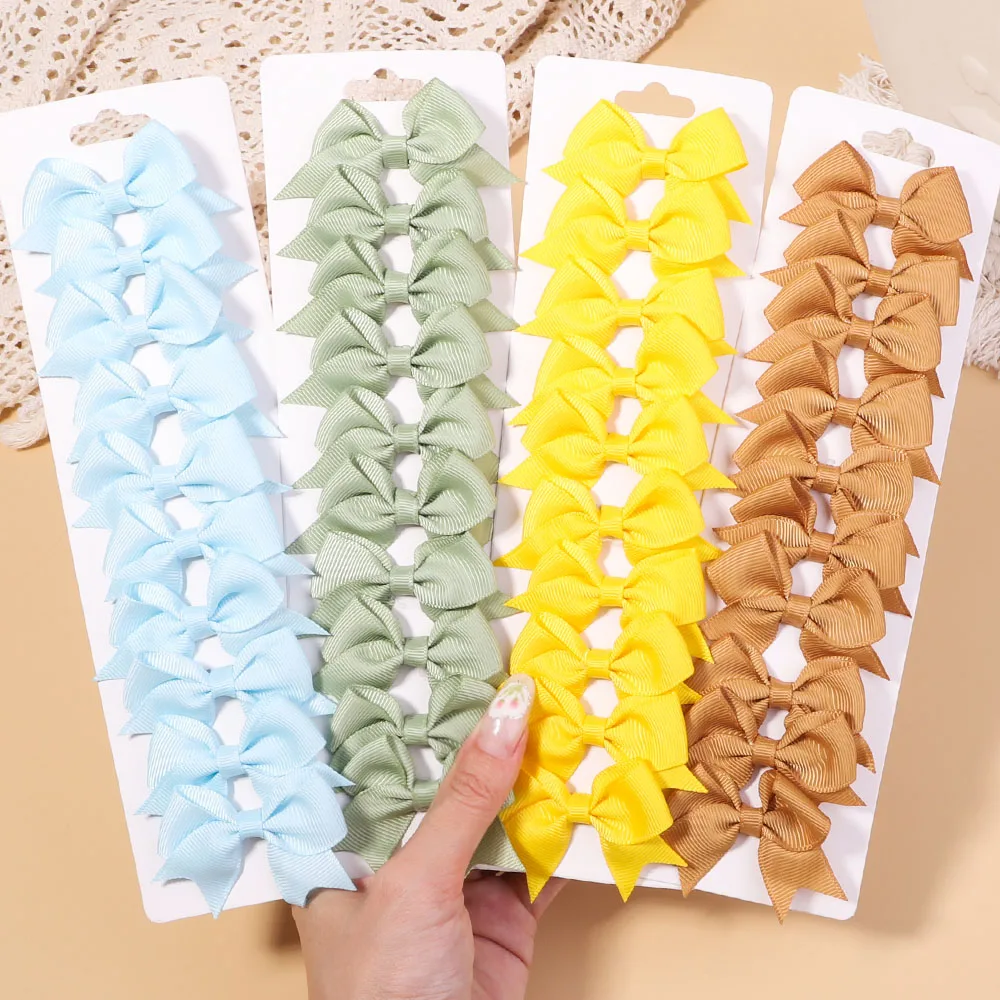 Top Trends: 10Pcs / Set Solid Color Grosgrain Ribbon Hairpins For Kids Bows Hair Clips Boutique Handmade Headwear Girls Baby Hair Accessories Shoppable Styles