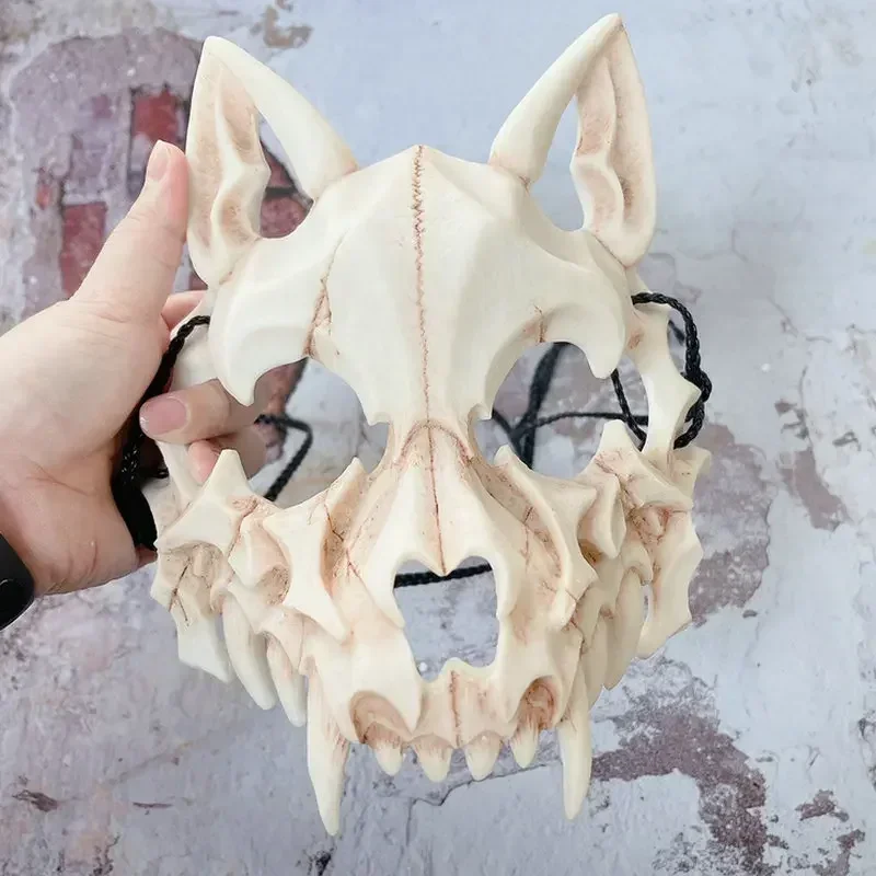 Top Trends: Party Skull Mask Long Teeth Demon Skeleton Half Face Mask Wolf Dragon Tiger Houjuu Nue Mask Cosplay Halloween Costume Props Shoppable Styles