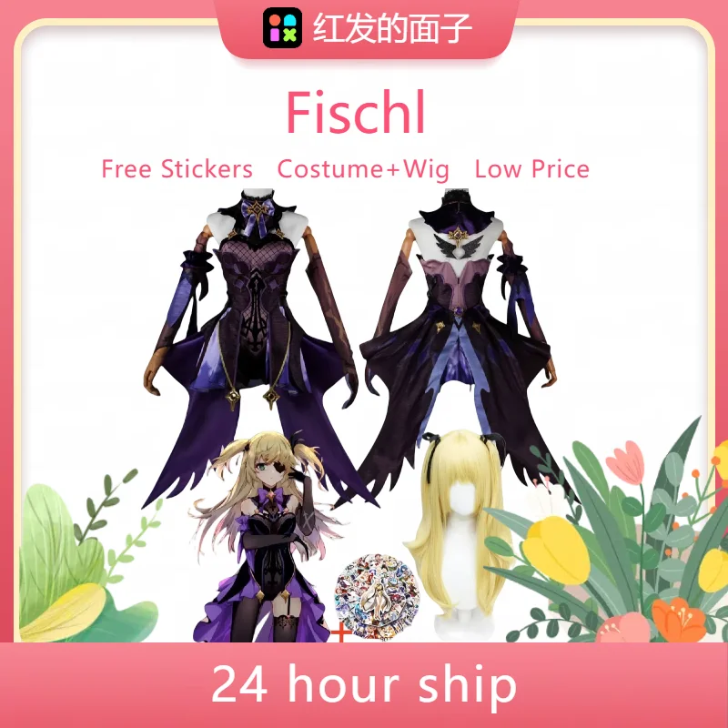 Top Trends: Cosplay Genshin Impact Anime Game Fischl Costume Wig Stricker Accessories Sets Halloween For Women Clothes Shoppable Styles