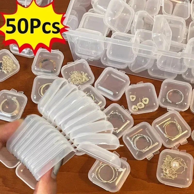 Top Trends: Mini Plastic Jewelry Box Square Transparent Flip Portable Pill Container Jewelry Boxes And Packaging Earrings Small Display Case Shoppable Styles