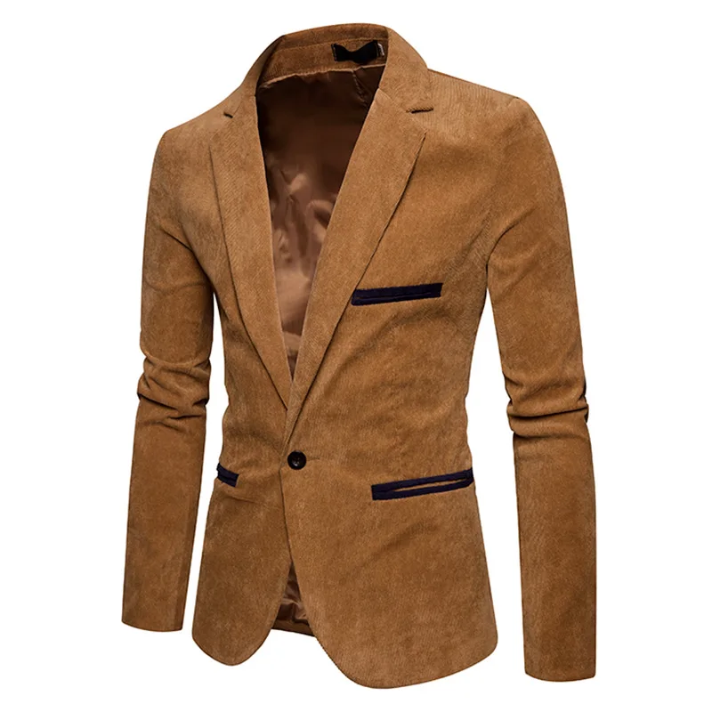 Top Trends: New Fashion Men's Corduroy Leisure Slim Suit Jacket High Quality Casual Man Blazers Jacket Coat Men Single Button X02 Shoppable Styles