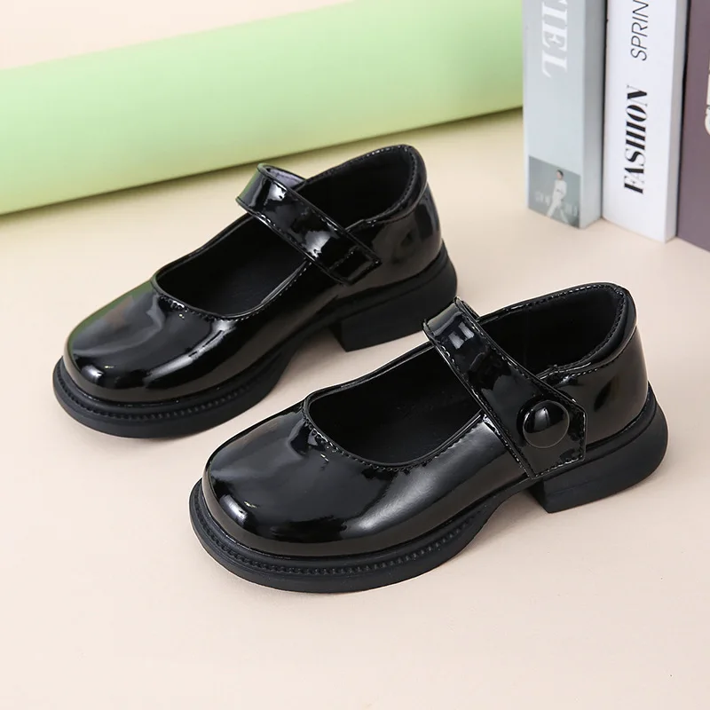 Top Trends: Wednesday Addams Shoes Cosplay Baby Girl Lmitation Leather Shoes 2023 New Black Children Cosplay Shoes Princess Shoes 2-16 Years Shoppable Styles - Image 5