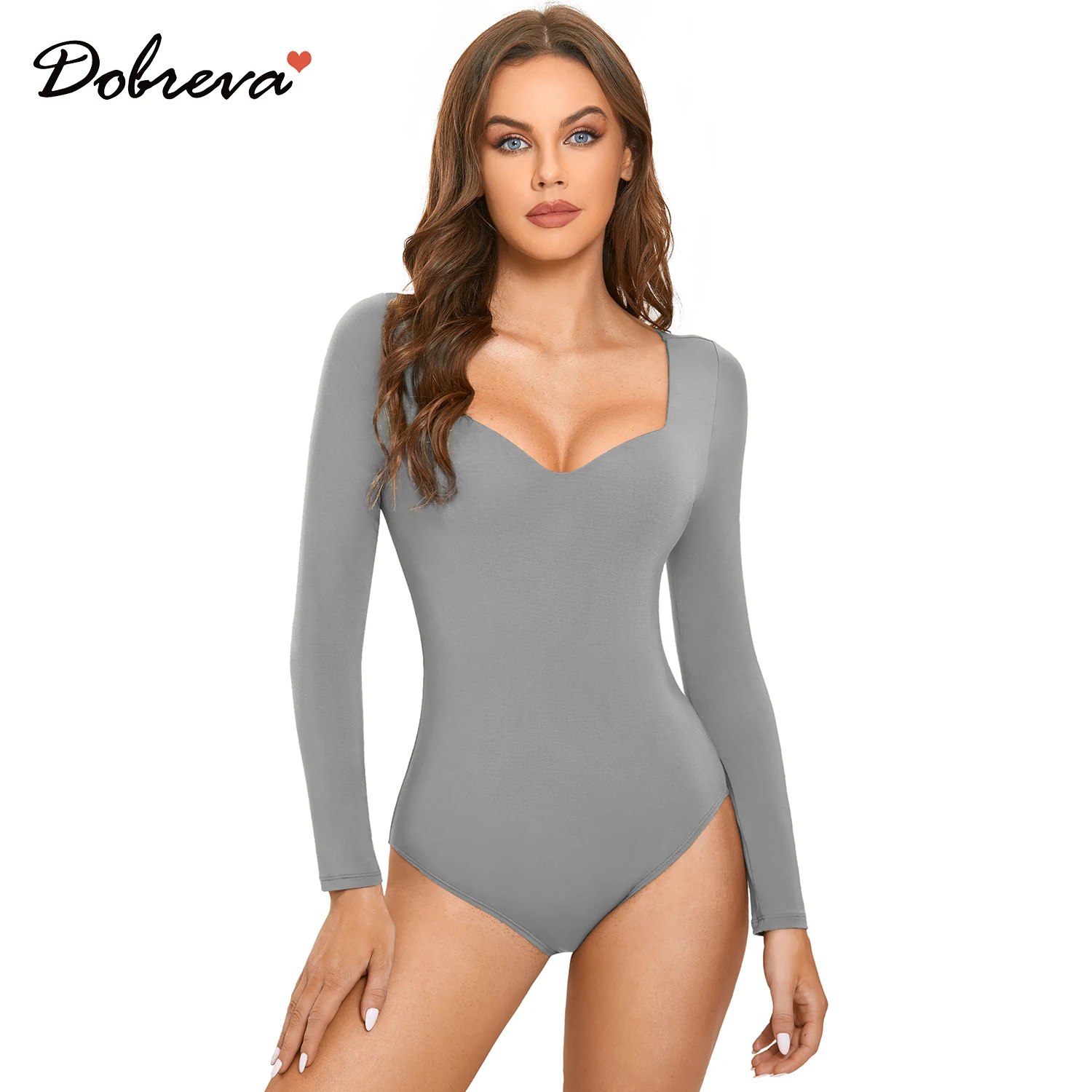 Top Trends: Women's Sexy Deep V Neck Long Sleeve Bodysuit Body Shaper With Built-in Bra Shapewear Bodycon Rompers One Piece Black White Shoppable Styles