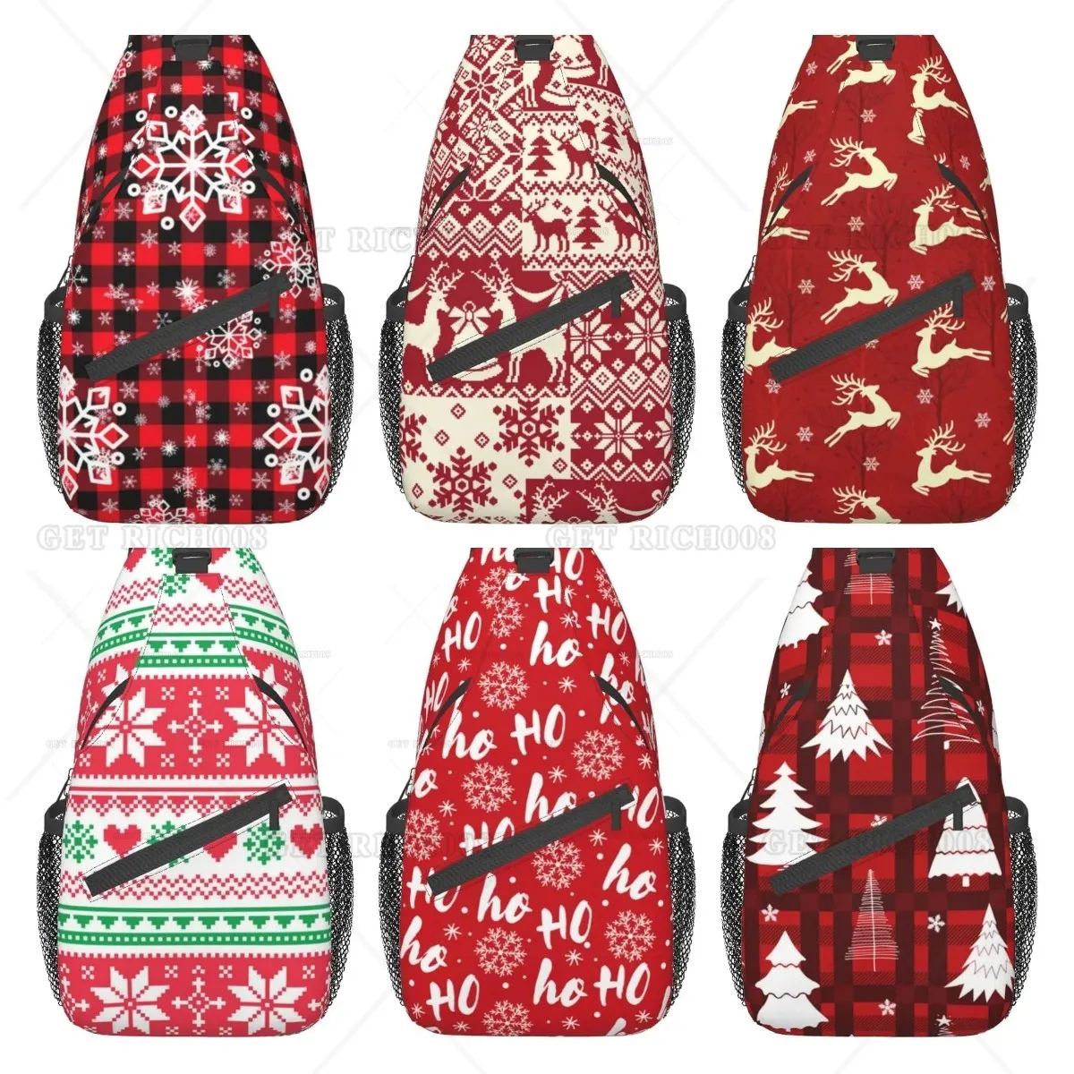 Top Trends: Red Tartan Snowflakes Chest Bags Xmas Crossbody Sling Bag Travel Hiking Christmas Backpack Casual Shoulder Daypack Women Men Shoppable Styles