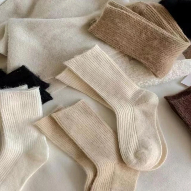 Top Trends: Women Wool Socks Warm Winter Thick Cashmere Fuzzy Casual Solid Color Comfortable Home Sock Soft Long Thermal High Quality Shoppable Styles