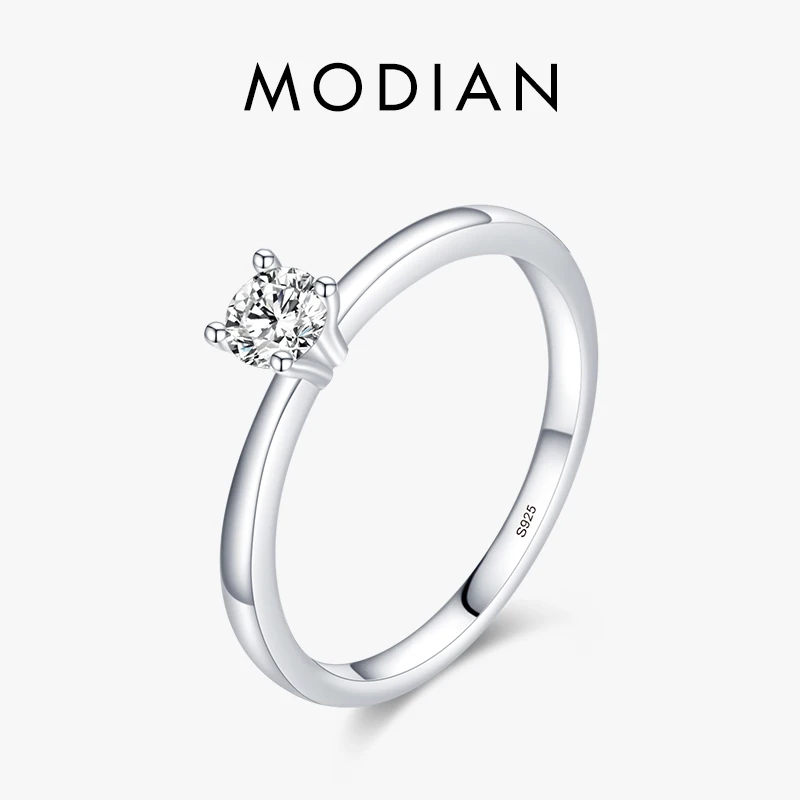 Top Trends: Modian 925 Sterling Silver 10 Hearts Clear CZ Simulated Diamond Simple Wedding Bands Ring For Women Statement Engagement Jewelry Shoppable Styles