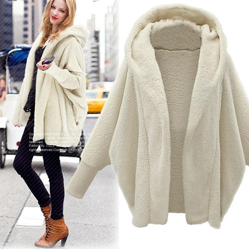 Top Trends: Vestido Fashion Casual Loose Solid Color Full-sleeved Long-sleeved Hooded Loose Plush Jacket New Autumn And Winter Women's Coat Shoppable Styles