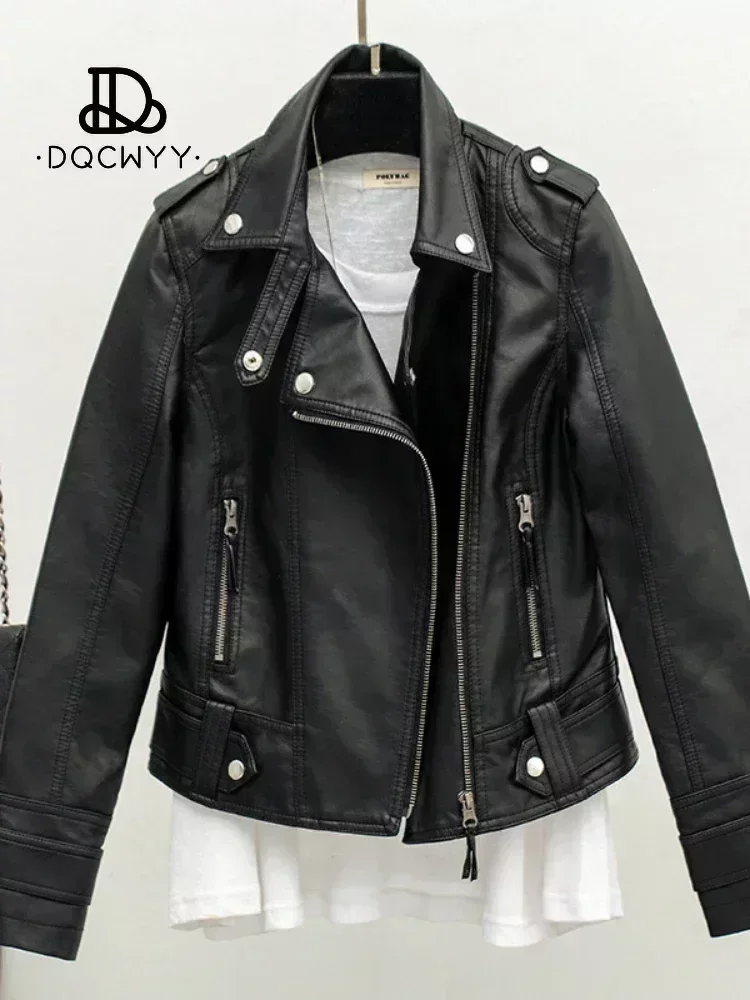 Top Trends: Jackets For Women Autumn Women&#039;s PU Jacket Fashion Black Short Coat 2024 Slim Lapel Motorcycle Tops Casual Faux Leather Jacket Shoppable Styles