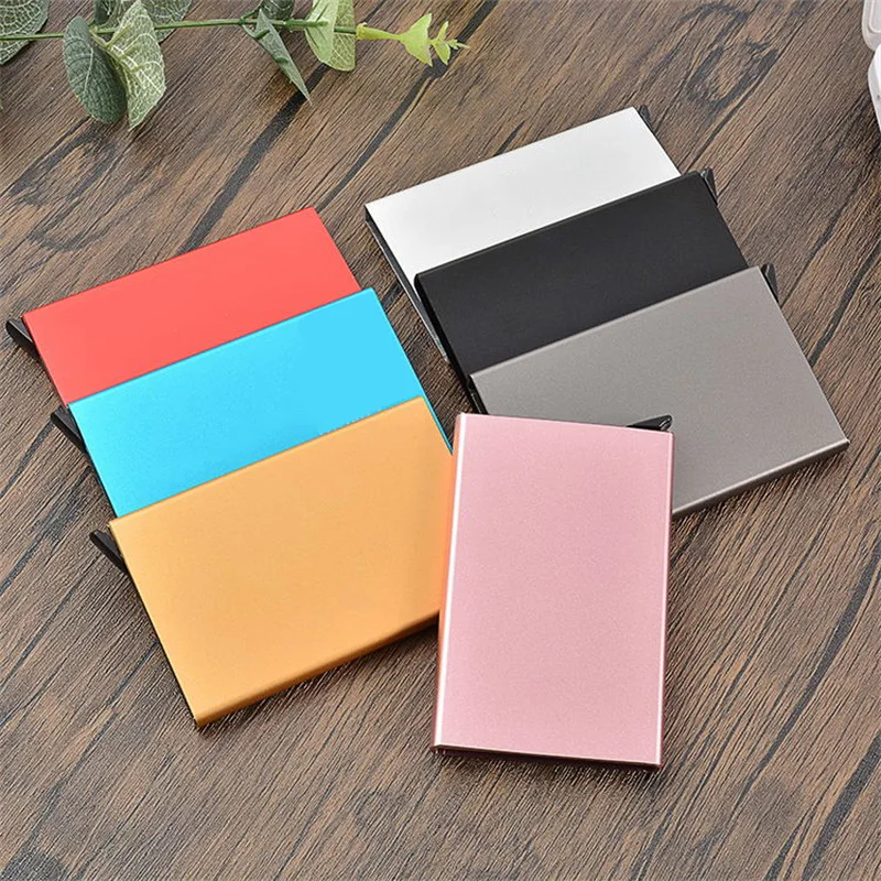 Top Trends: Card Holder Aluminum Case Business Blue Pure Tarjetero Cardholder Pop Up Wallet For Women Men RFID Id Case Carteira Masculina Shoppable Styles