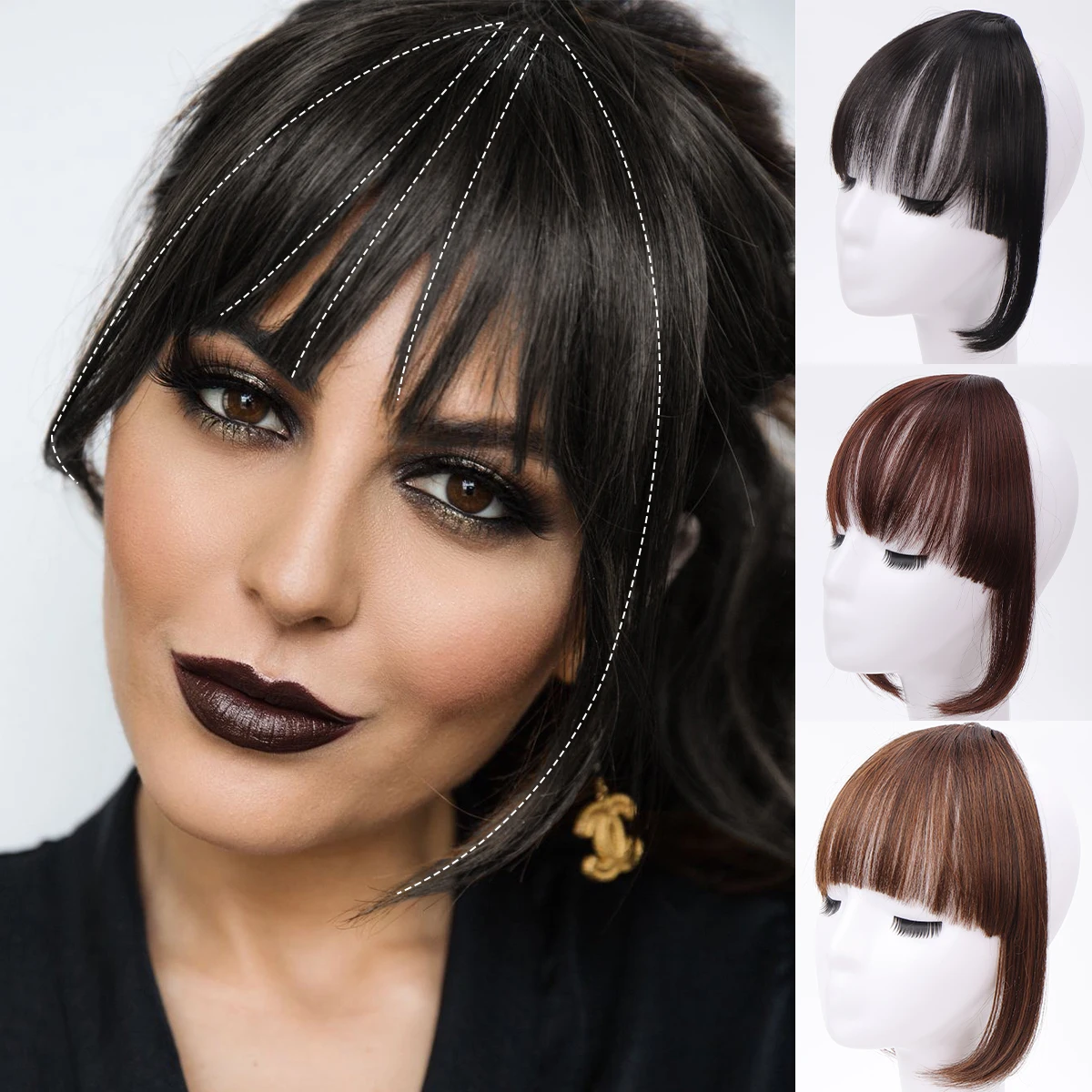 Top Trends: QUEENYANG Synthetic Bangs Clip In Hair Bang Extension The Front Middle Bangs Synthetic Fake Fringed Wig Hairpiece Accessories Shoppable Styles