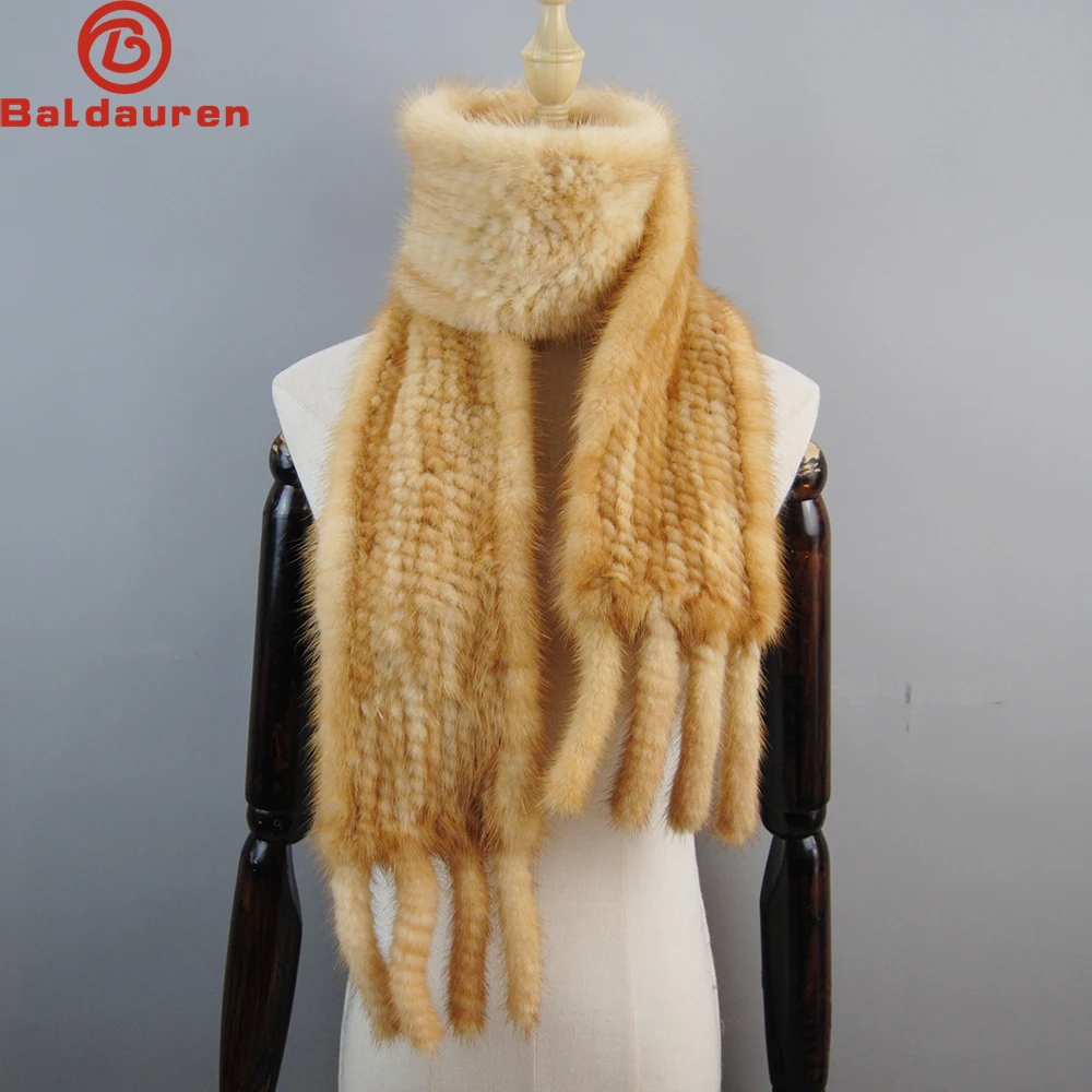 Top Trends: New Long Style Women Real Mink Fur Scarf Genuine Real Mink Fur Ring Scarfs Warm Soft Quality Knitted Real Mink Fur Shawl Scarves Shoppable Styles