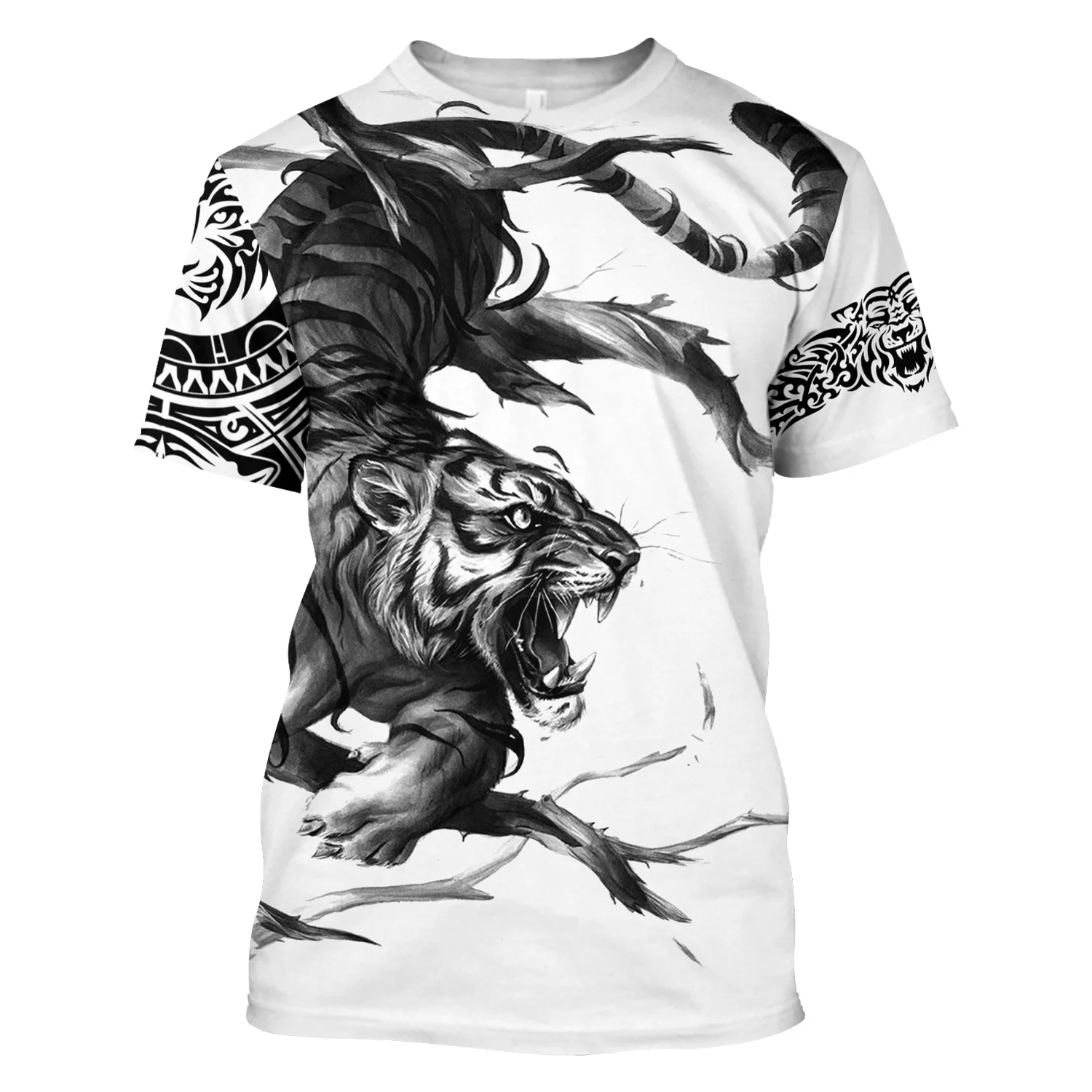 Top Trends: 3D Tiger Print T Shirt For Men Boutique Animal Graphic T-Shirts Summer Trend Harajuku Oversized Short Sleeve Leisure O-neck Tops Shoppable Styles - Image 6