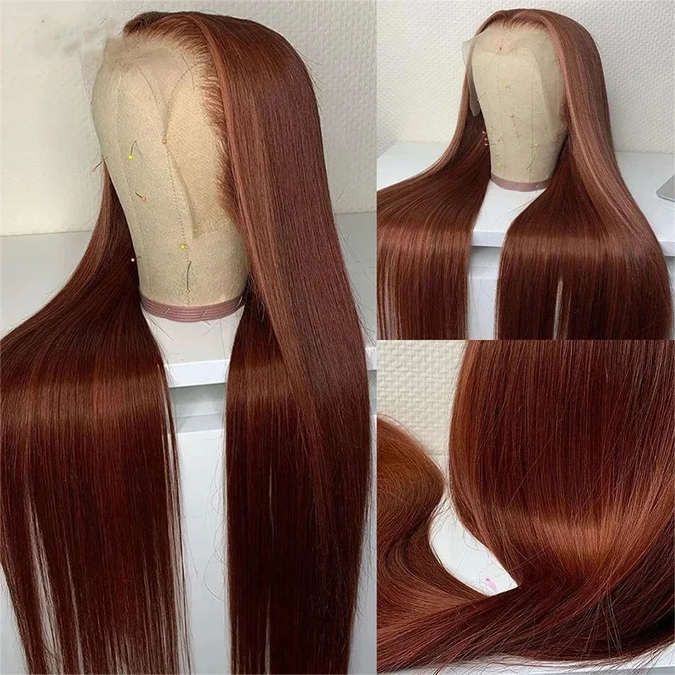 Top Trends: Reddish Brown Straight Lace Front Wigs Human Hair Pre Plucked 13x4 Lace Frontal Wig Dark Red Brown 4x4 Closure Human Hair Wig Shoppable Styles - Image 2