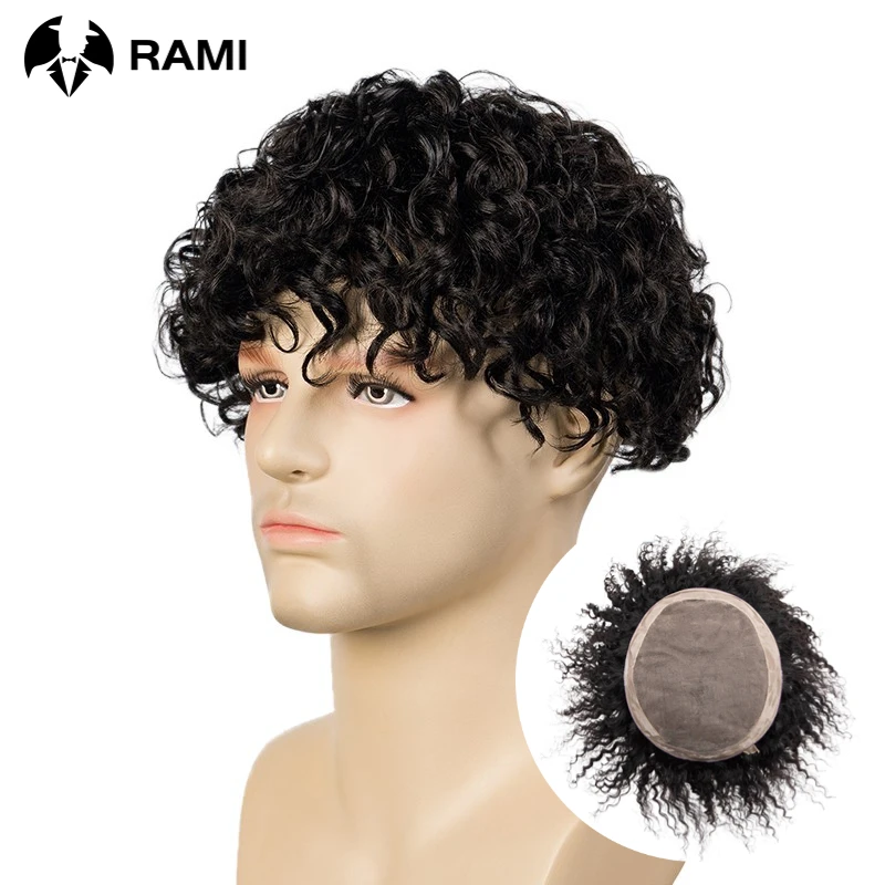 Top Trends: Durable Curly Hair Toupee For Men Fine Mono Afro Curly Hair System Unit For Black Men Wigs For Man Natural Male Hair Prosthesis Shoppable Styles