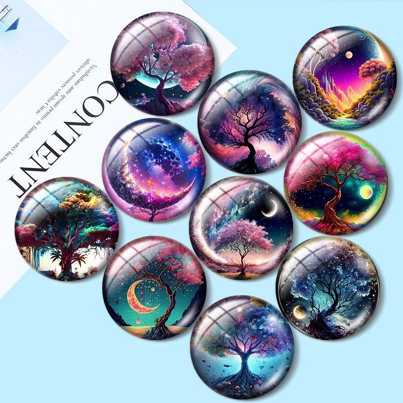 Top Trends: Beautiful FancyStarry Moon TreeRound Photo Glass Mix 10pcs12mm / 14mm / 16mm / 18mm / 25mm Cabochon Demo Flat Back Making Findingsm Shoppable Styles