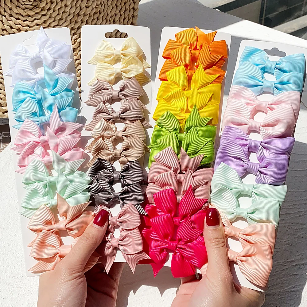 Top Trends: 10 / 20Pcs Cute Grosgrain Ribbon Bowknot Hair Clips For Girls Colorful Bows Clip Hairpin Barrettes Headwear Kids Hair Accessories Shoppable Styles