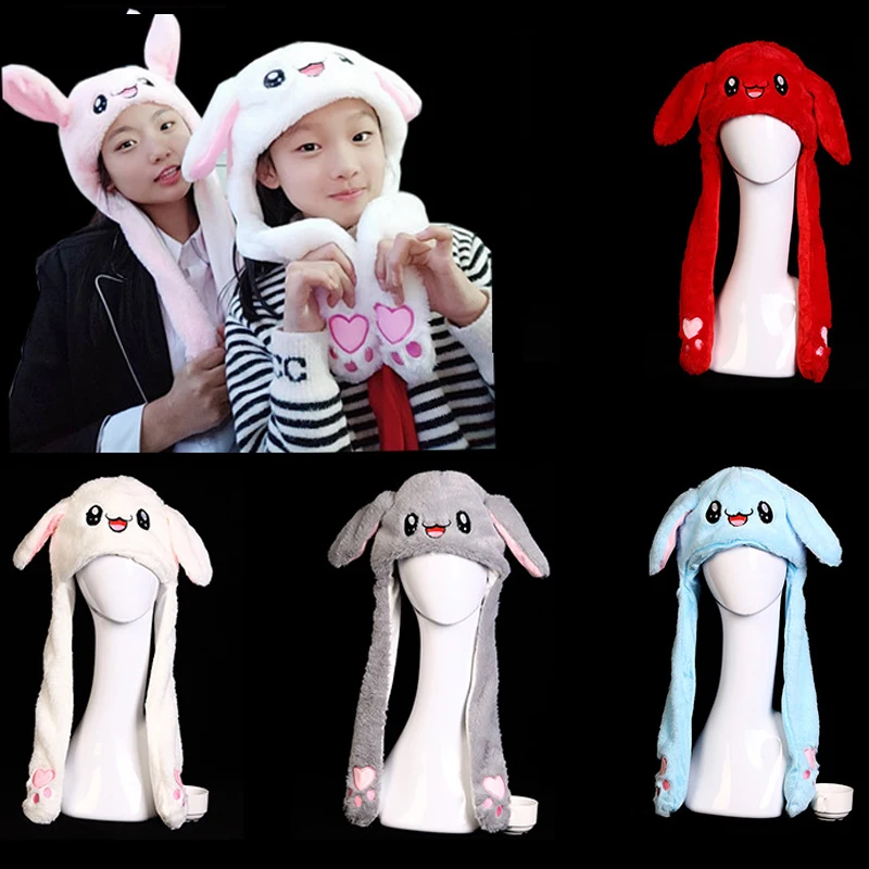 Top Trends: Women&#039;s Rabbit Skullies Beanies Winter Movable Bunny Ears Hats With Shine Earflaps For Girls Plush Warm Moving Ears Animal Caps Shoppable Styles