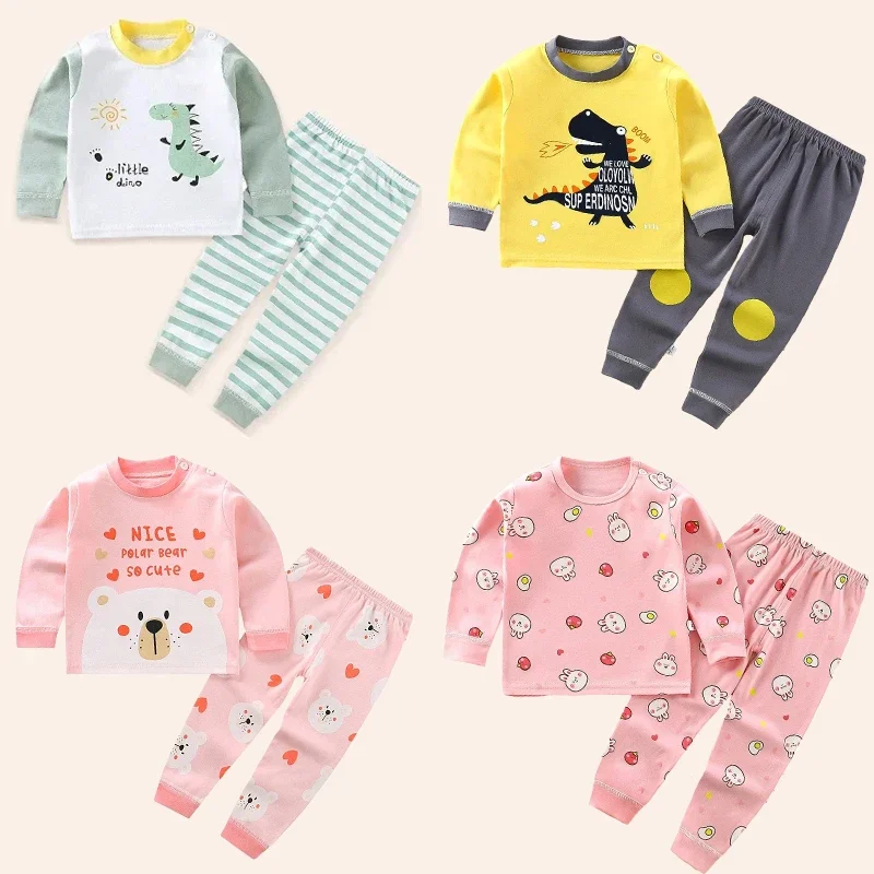 Top Trends: Children Sets Kids Clothes Boys Girls Suit Pajamas Children Clothinng Pants Cartoon Autumn Winter Sleepwear Outfits Cotton Shoppable Styles