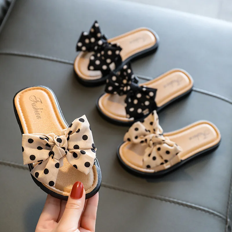 Top Trends: 2022 New Bow Flats Open Toe Slide Sandals Non-slip Flip Flops Children Home Slippers Kids Girls Summer Cute Beach Slippers Shoe Shoppable Styles