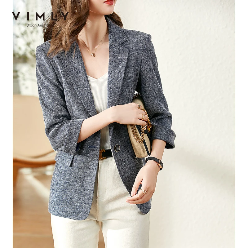 Top Trends: VIMLY New Blazer For Women Autumn Fashion Jacket Single Breasted Long Sleeve Office Lady Business Jackets Female Coat V0712 Shoppable Styles