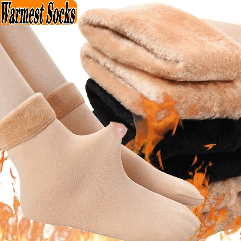 Top Trends: 2 Pairs Women&#039;s Winter Boots Thermal Wool Sock Kit Men&#039;s Lined Socks Warm Fleece Socks Set Woman Home Floor Thick Stocking Shoppable Styles