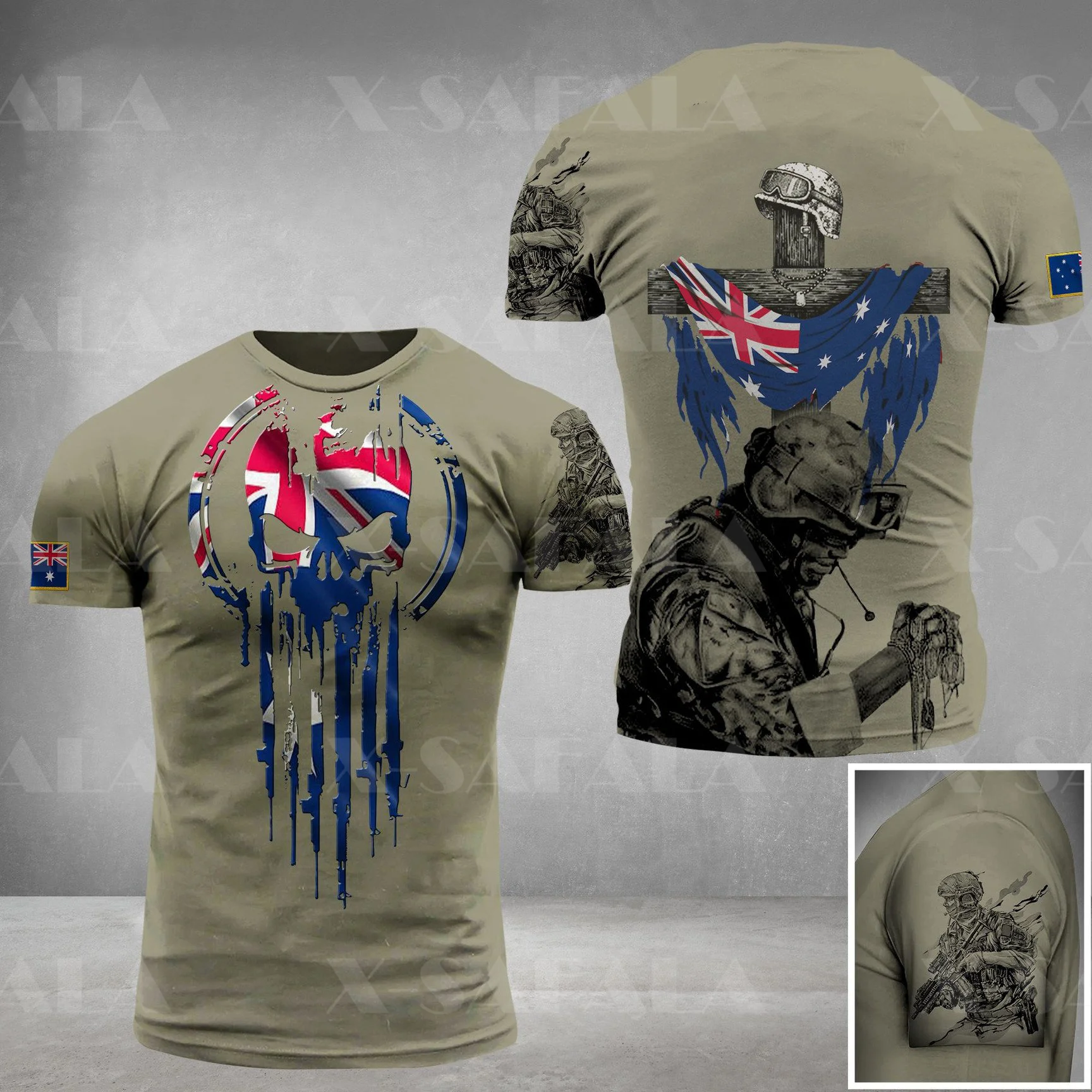 Top Trends: Australia Flag 3d Print T-shirts For Men Fashion Sumemr Veteran Short Sleeve O-neck Graphic Oversized Camouflage Breathable Tops Shoppable Styles