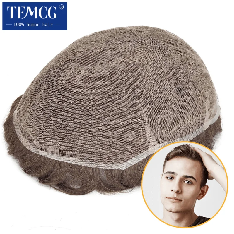 Top Trends: Full Swiss Lace Hair System With Realistic Hairline Toupee For Men Breathable Male Hair Prosthesis 100% Human Hair Wig For Man Shoppable Styles