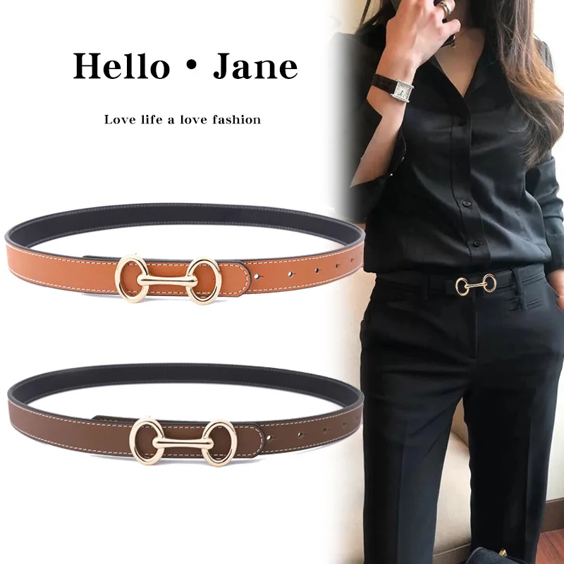 Top Trends: 2022 New Double-sided Available Ladies Belt Fashion All-match Leather Belt Jeans Ins Wind Decoration Trend Cowhide Belt Shoppable Styles